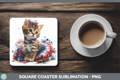 GorgeousCats Patriotic Square Coaster design.