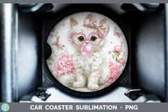 GorgeousCats Pink Bubble Gum Car Coaster design.