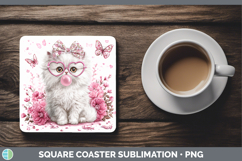 GorgeousCats Pink Bubble Gum Square Coaster design.