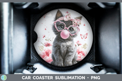 GorgeousCats Pink Bubble Gum Car Coaster design.