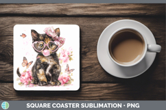 GorgeousCats Pink Bubble Gum Square Coaster design.