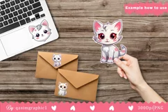 Cute Kawai Cats Printable Stickers For Kids, Cats Stickers Product Image 2