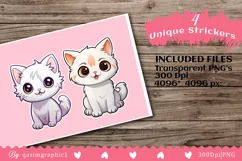Cute Kawai Cats Printable Stickers For Kids, Cats Stickers Product Image 3