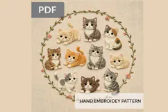 Cute Kitten Embroidery Pattern PDF, Round Hoop Hand Embroide Product Image 1