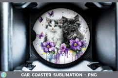 GorgeousCats Purple Drips Car Coaster design.