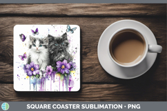 GorgeousCats Purple Drips Square Coaster design.