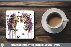 GorgeousCats Purple Drips Square Coaster design.