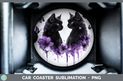 GorgeousCats Purple Drips Car Coaster design.