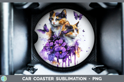 GorgeousCats Purple Drips Car Coaster design.