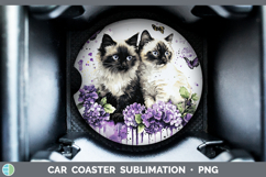 GorgeousCats Purple Drips Car Coaster design.