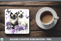 GorgeousCats Purple Drips Square Coaster design.
