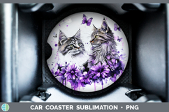 GorgeousCats Purple Drips Car Coaster design.