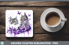 GorgeousCats Purple Drips Square Coaster design.