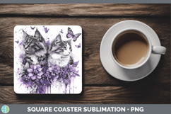 GorgeousCats Purple Drips Square Coaster design.
