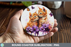 GorgeousCats Purple Drips Round Coaster design.