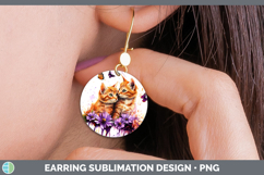GorgeousCats Purple Drips Round Earrings design.