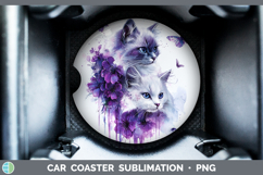 GorgeousCats Purple Drips Car Coaster design.