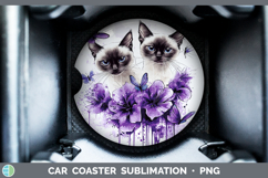 GorgeousCats Purple Drips Car Coaster design.