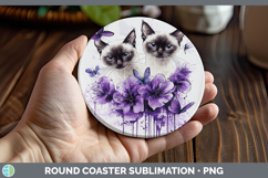 GorgeousCats Purple Drips Round Coaster design.