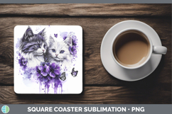 GorgeousCats Purple Drips Square Coaster design.