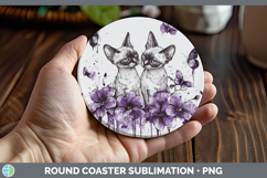 GorgeousCats Purple Drips Round Coaster design.