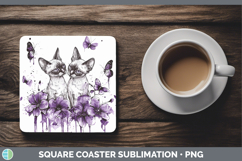 GorgeousCats Purple Drips Square Coaster design.