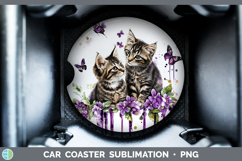 GorgeousCats Purple Drips Car Coaster design.