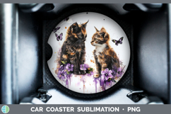 GorgeousCats Purple Drips Car Coaster design.