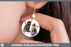 GorgeousCats Purple Drips Round Earrings design.