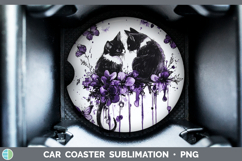 GorgeousCats Purple Drips Car Coaster design.