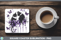 GorgeousCats Purple Drips Square Coaster design.