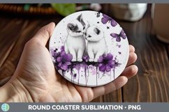 GorgeousCats Purple Drips Round Coaster design.