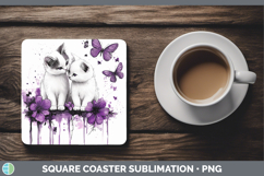 GorgeousCats Purple Drips Square Coaster design.