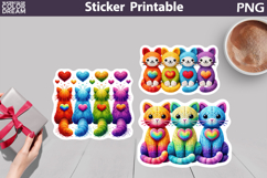 Valentine Cats Heart Sticker | Crochet Cat Sticker Printable Product Image 1