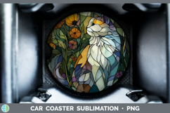 GorgeousCats Stained Glass Wild Flowers Car Coaster design.