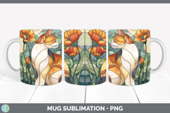 GorgeousCats Stained Glass Wild Flowers Mug Wrap design.