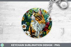GorgeousCats Stained Glass Wild Flowers Keychain design.