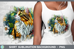 GorgeousCats Stained Glass Wild Flowers Shirt design.