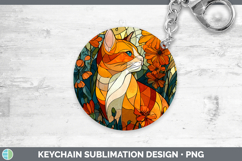 GorgeousCats Stained Glass Wild Flowers Keychain design.