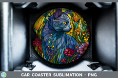 GorgeousCats Stained Glass Wild Flowers Car Coaster design.