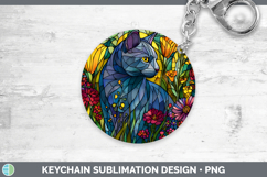 GorgeousCats Stained Glass Wild Flowers Keychain design.