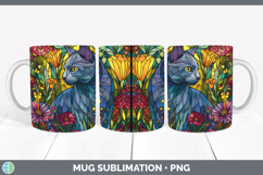 GorgeousCats Stained Glass Wild Flowers Mug Wrap design.