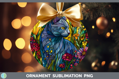 GorgeousCats Stained Glass Wild Flowers Ornament design.