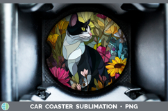 GorgeousCats Stained Glass Wild Flowers Car Coaster design.