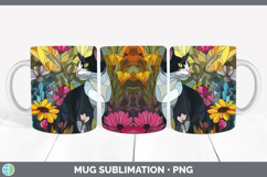 GorgeousCats Stained Glass Wild Flowers Mug Wrap design.