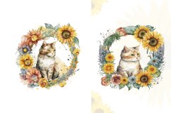6 Watercolor Cat With Sunflower Wreath Sublimation Bundle Product Image 4