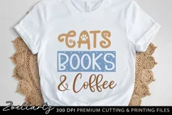 Cats Books Coffee SVG PNG EPS DXF Paw Prints SVG Cat Mom SVG Product Image 1