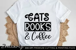 Cats Books Coffee SVG PNG EPS DXF Paw Prints SVG Cat Mom SVG Product Image 3