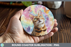 GorgeousCats Tie Dye Round Coaster design.