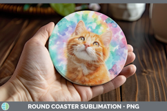 GorgeousCats Tie Dye Round Coaster design.